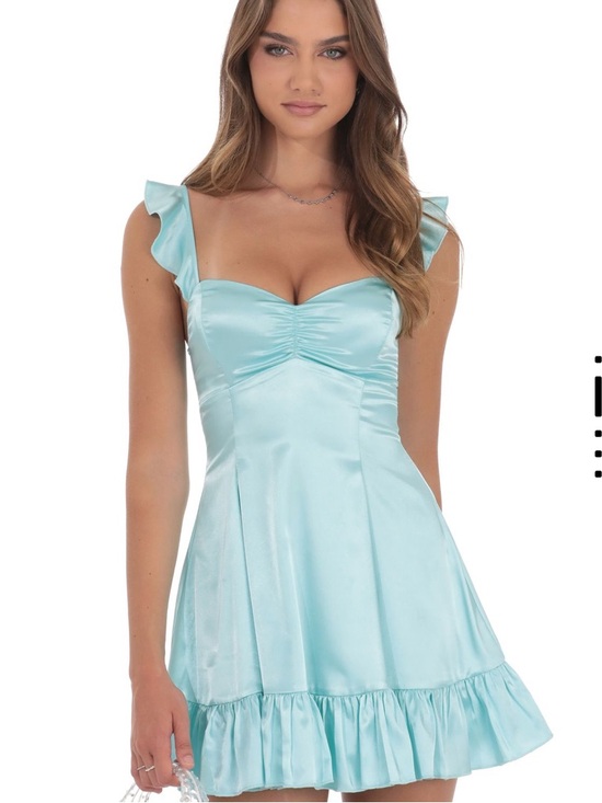NWT Lucy in the Sky Satin Ruffle Fit and Flare Dress